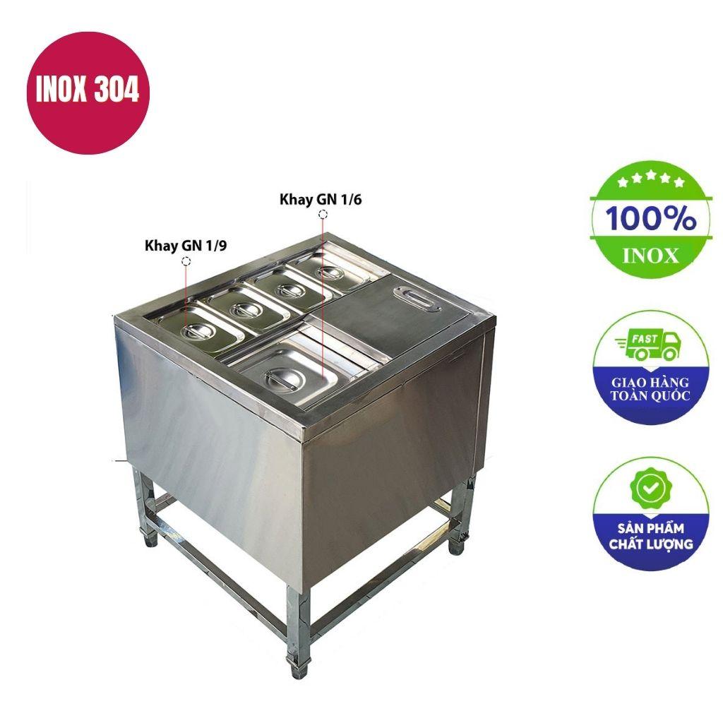 Thùng Đá Inox Có Chân Kèm 9 Khay Topping