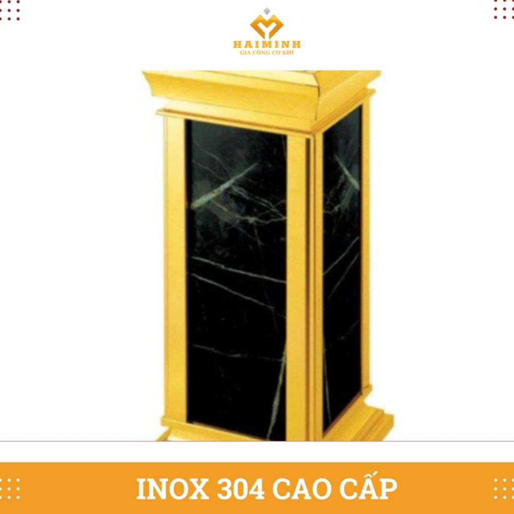 Thùng rác inox mạ vàng có gạt tàn