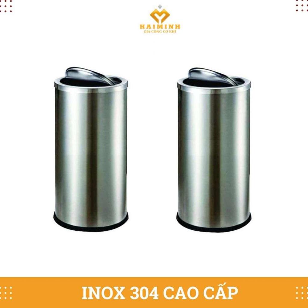 Thùng rác inox nắp lật tròn cao cấp