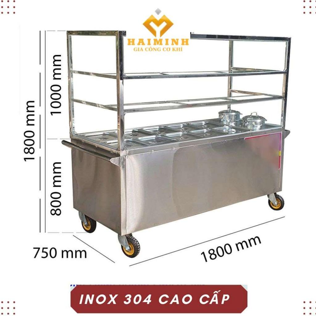 Tủ hâm nóng thức ăn 10 khay 2 nồi có mái kính