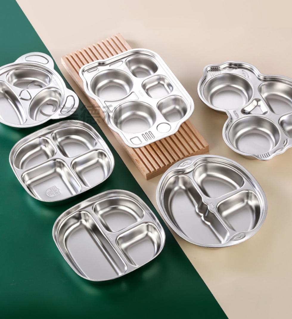 Collage hình ảnh ứng dụng khay inox trong các ngành nghề khác nhau.