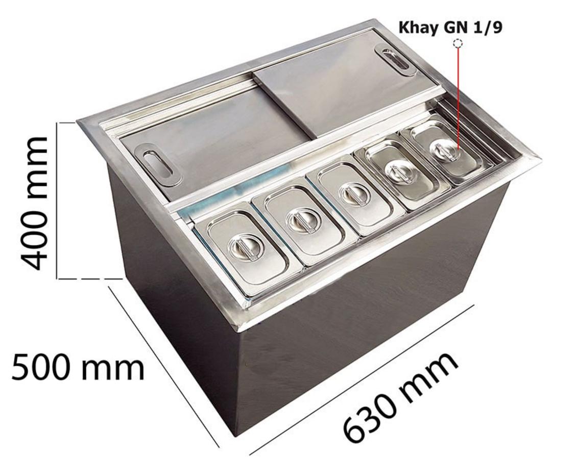 Vệ sinh thùng đá định kỳ bằng các chất tẩy rửa an toàn cho thực phẩm.