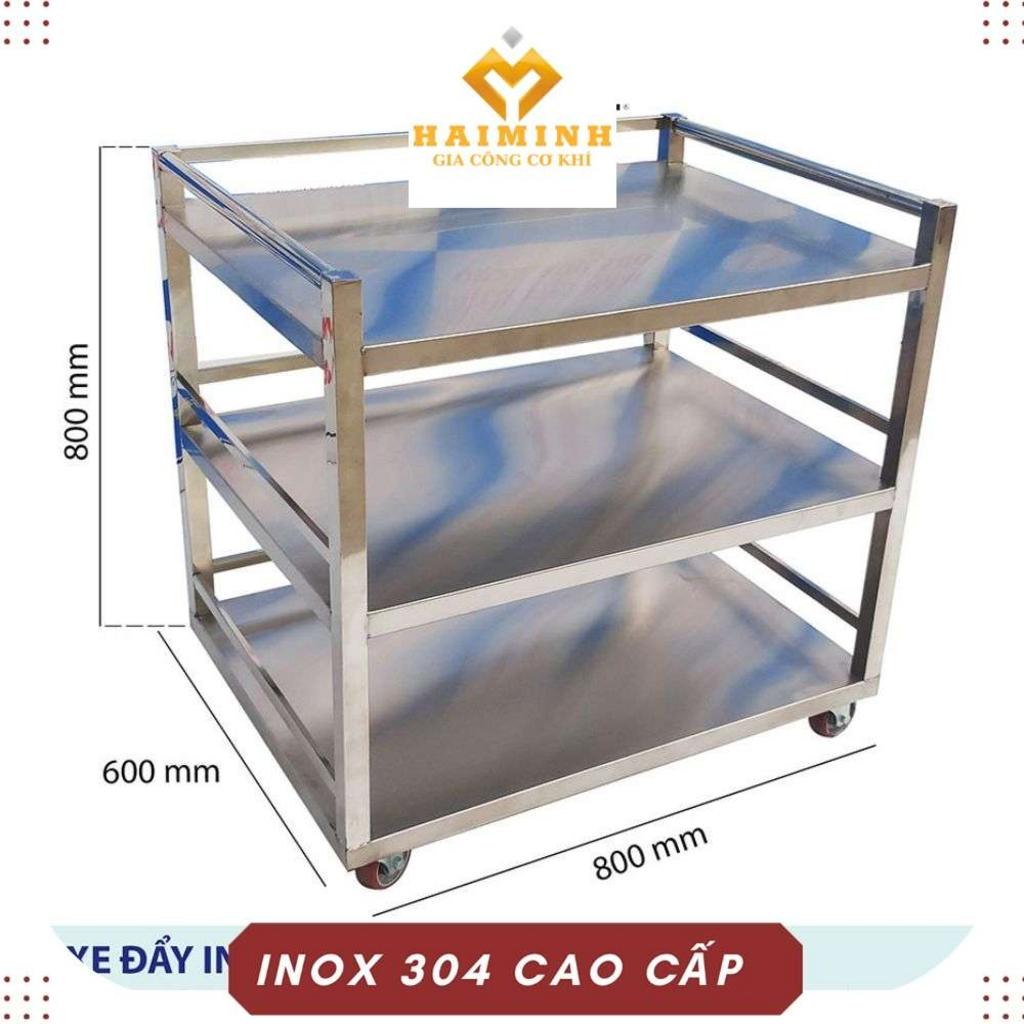 Xe đẩy thức ăn 3 tầng inox 304