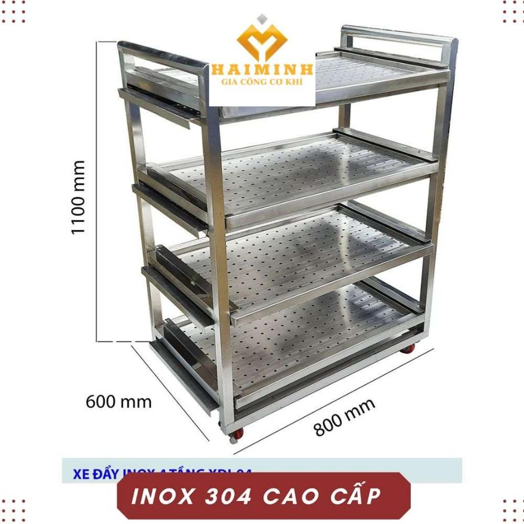 Xe đẩy 4 tầng bằng inox