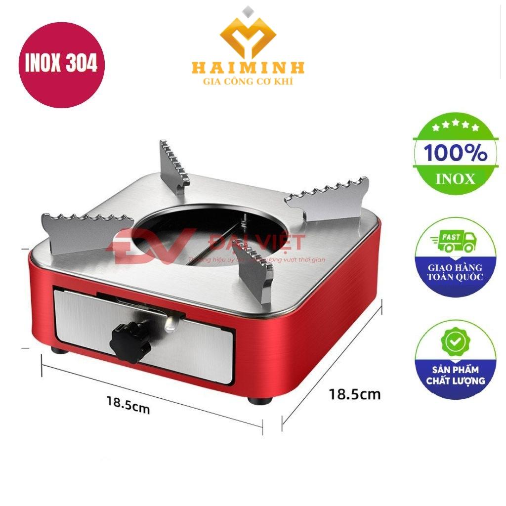 bếp cồn inox vuông màu đỏ 18x8.5cm