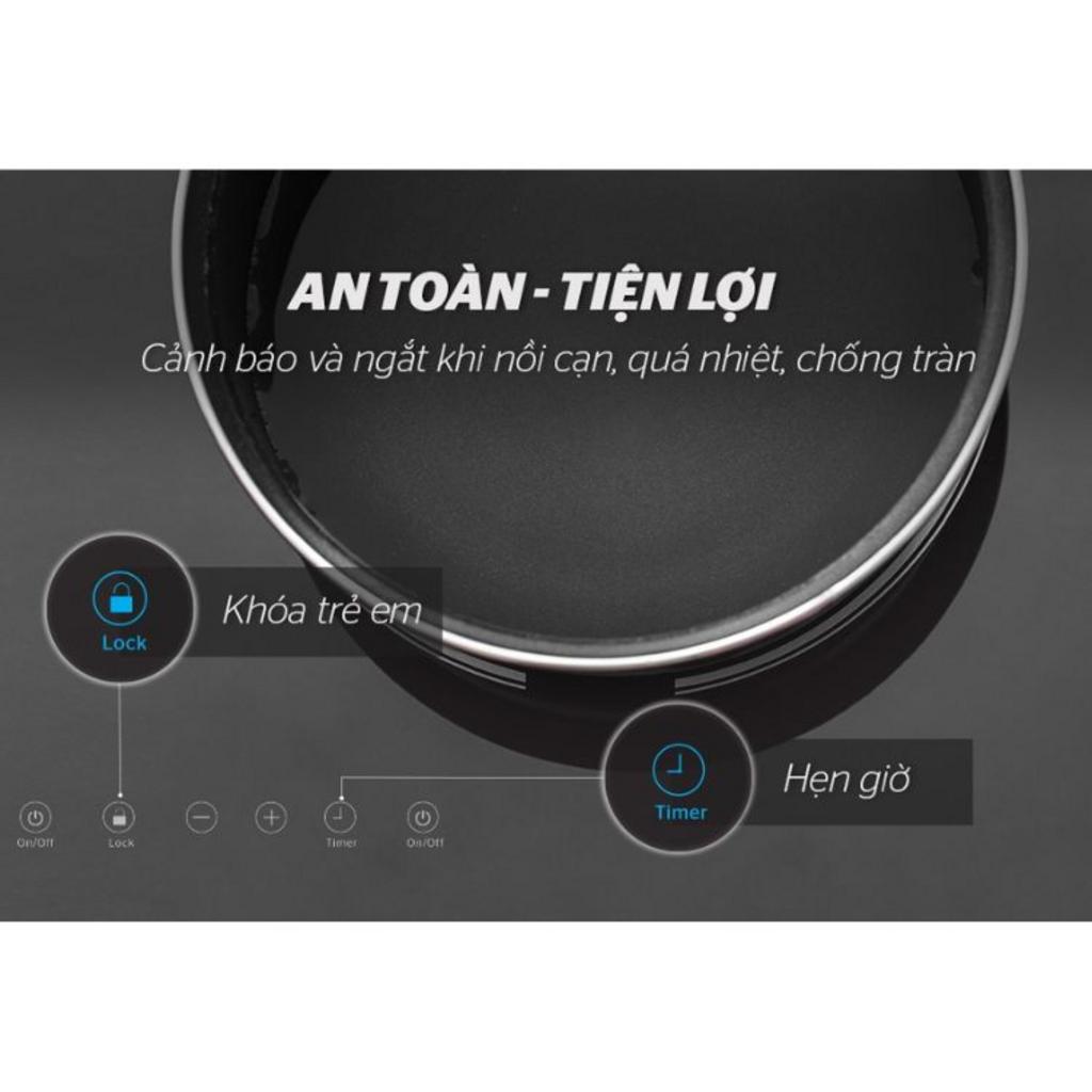 Mặt kính Ceramic chịu lực kết hợp mâm từ bằng đồng nguyên chất tăng tuổi thọ và hiệu suất.