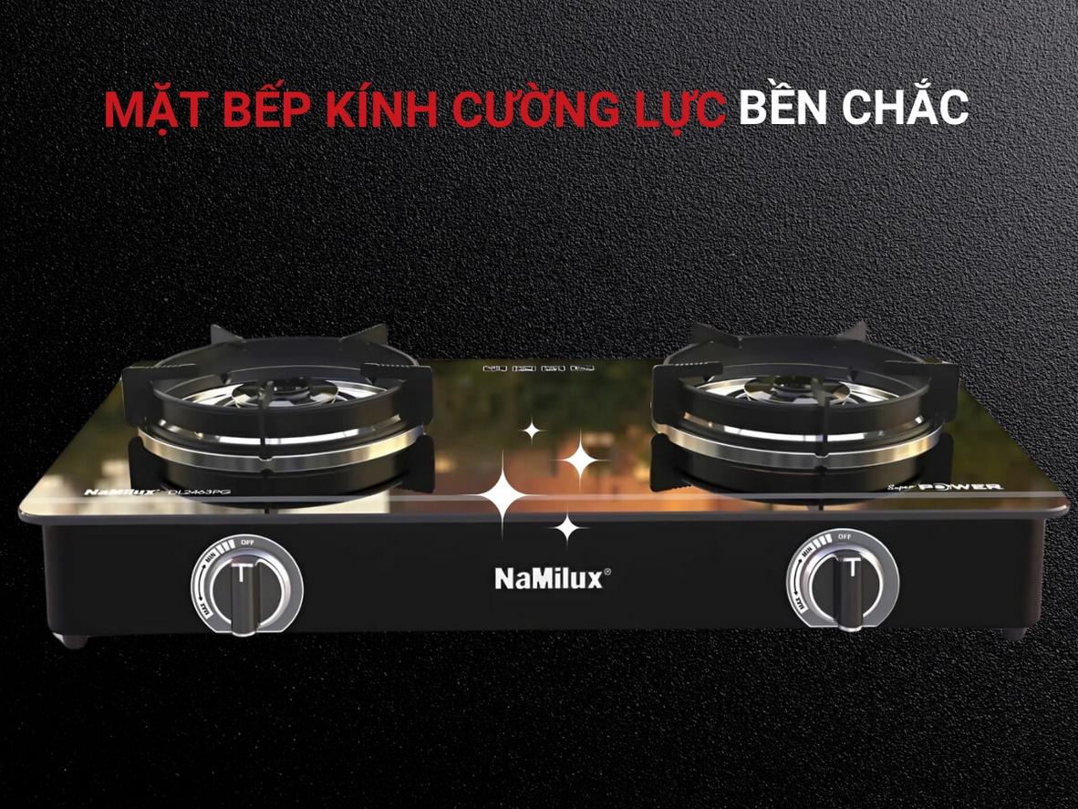 Minh hoạ hiệu suất đốt của Bếp Gas Đôi NaMilux DL2163APS — công suất cao, tiêu thụ gas tối ưu.
