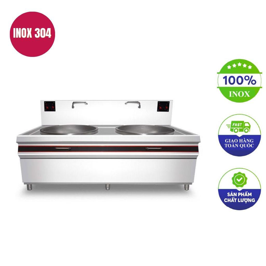 Bếp xào đôi điện từ 25kw mặt lõm phi 800 xào trực tiếp