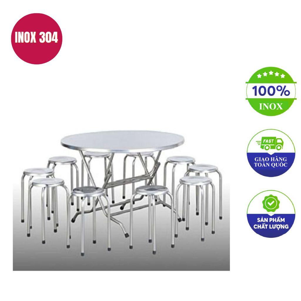 Bộ bàn ăn inox 10 ghế