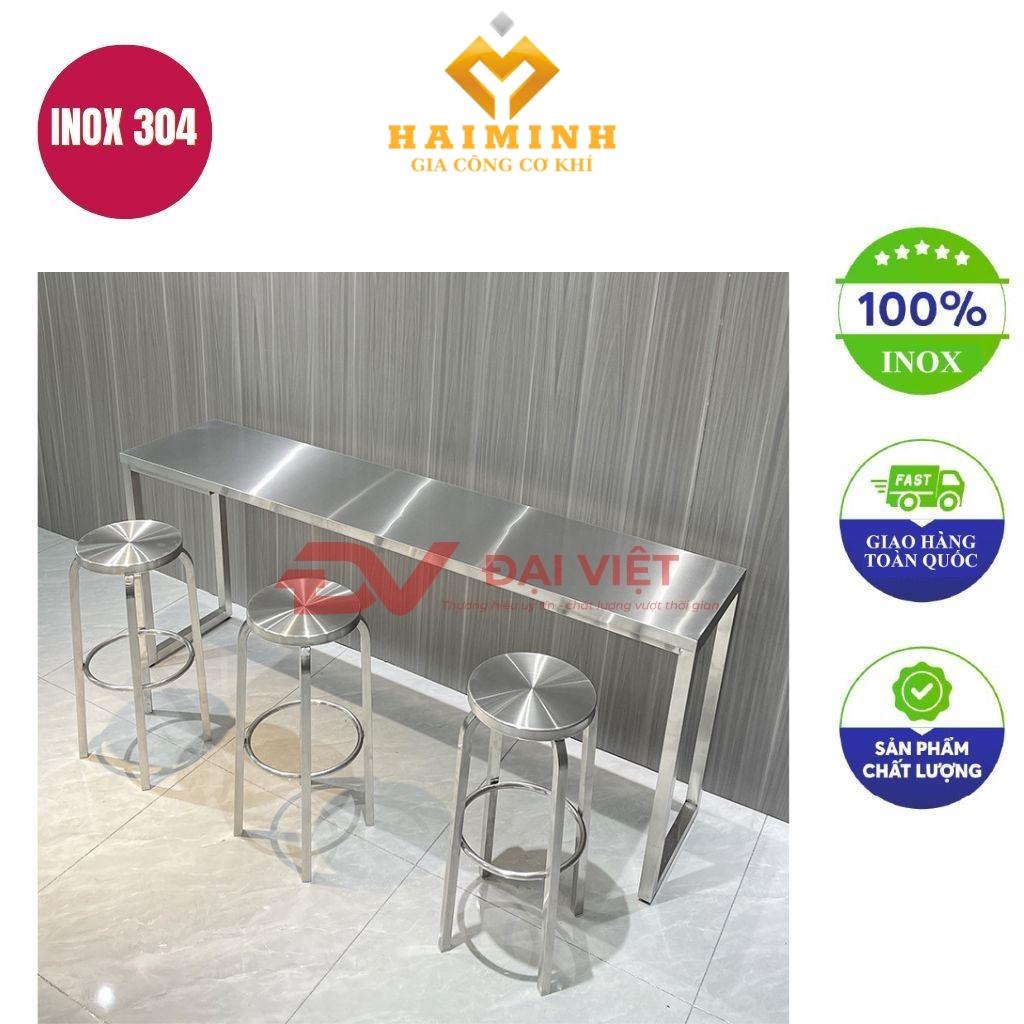 bộ bàn ăn inox 3 ghế 160x40x105cm