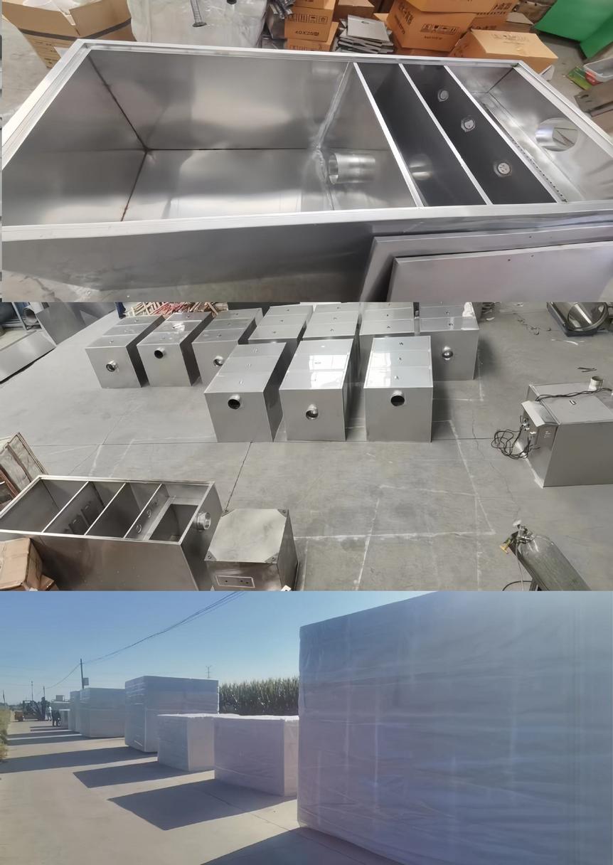 Quy trình lắp nổi bẫy mỡ dưới chậu rửa công nghiệp.