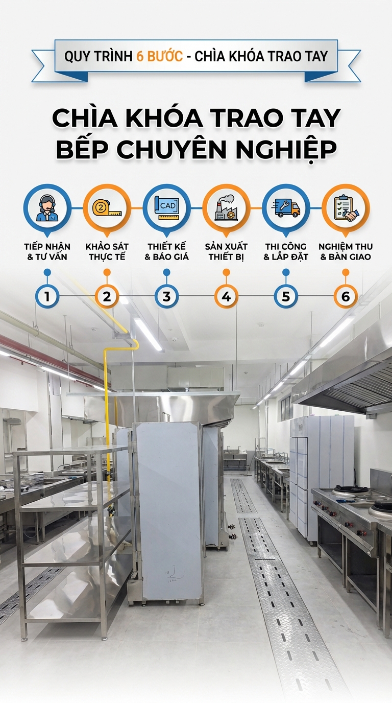quy trình thiết kế bếp công nghiệp 6 bước - chìa khóa trao tay
