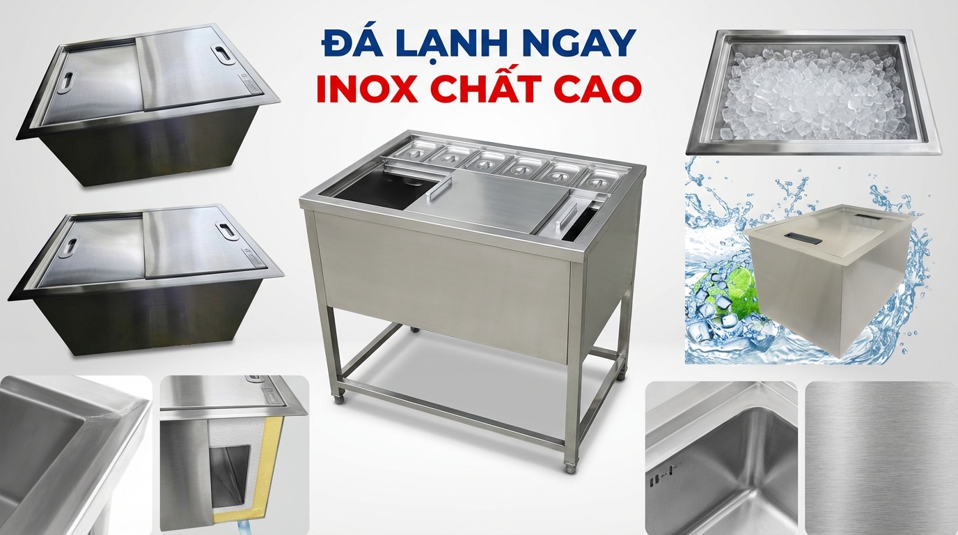 Cấu tạo và Ưu điểm nổi bật của Thùng đá Inox 304