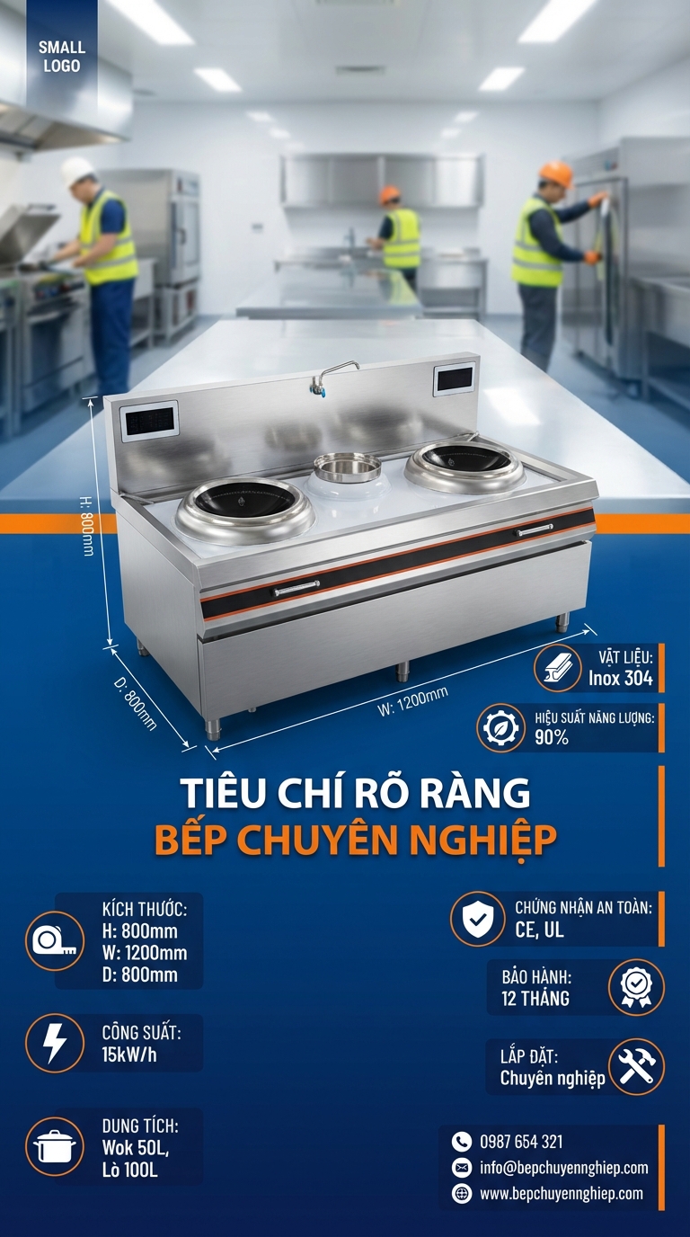 Tiêu chí chọn & thông số thường dùng cho bếp công nghiệp