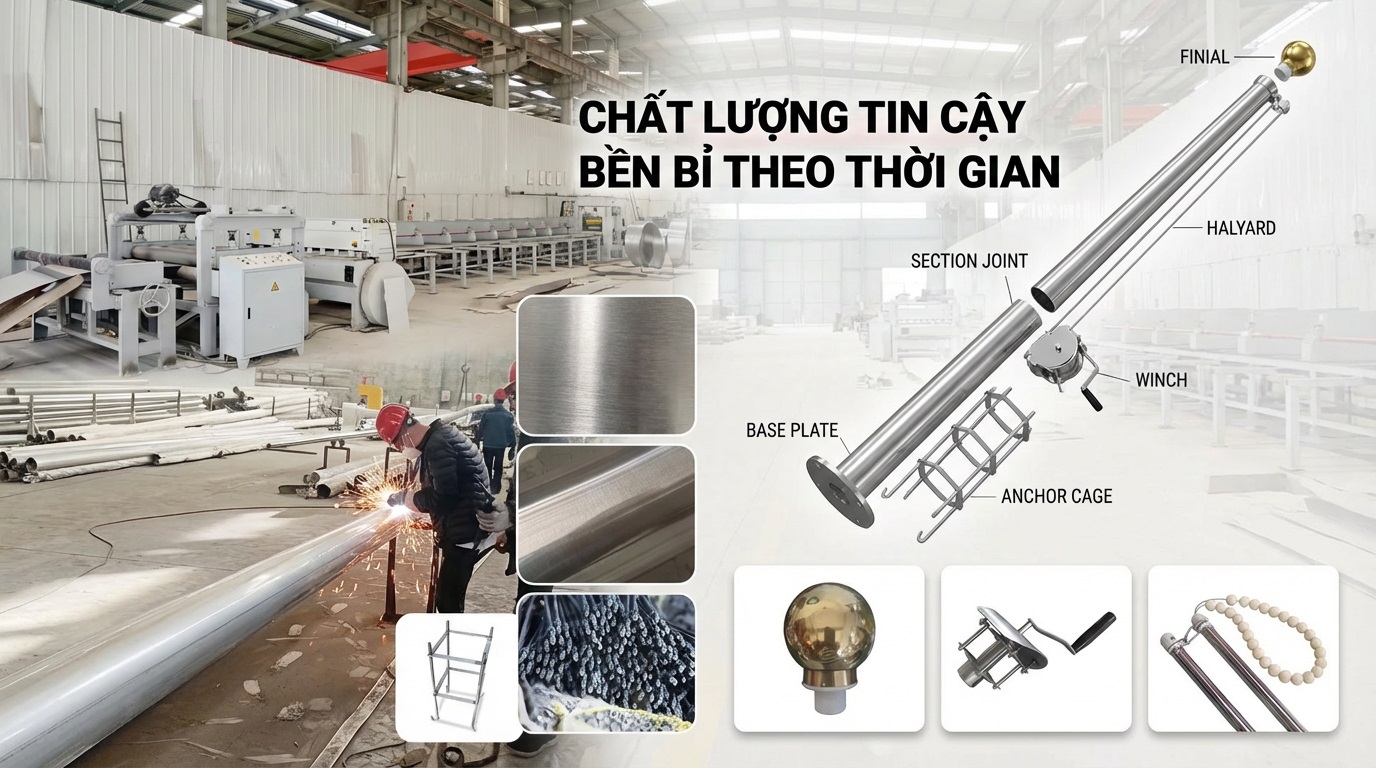 Tiêu chuẩn Kỹ thuật và Lắp đặt Cột cờ an toàn
