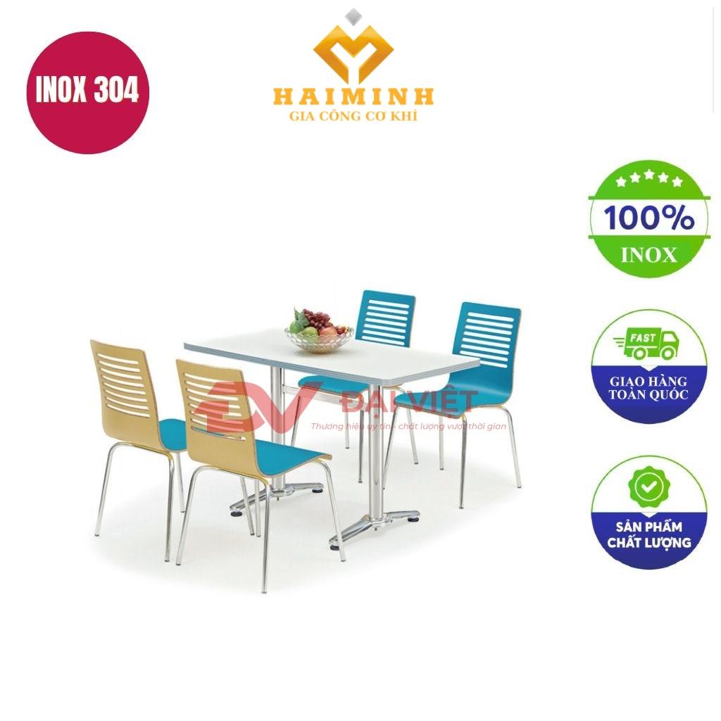 bộ bàn ăn 4 ghế inox 1200x600x750mm