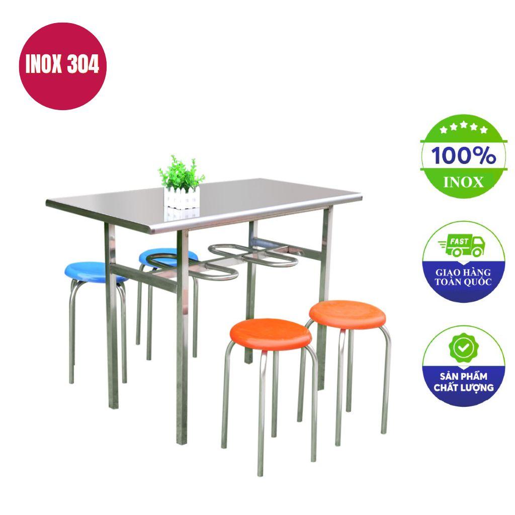 Bộ bàn ăn inox 6 ghế 120x60x75cm