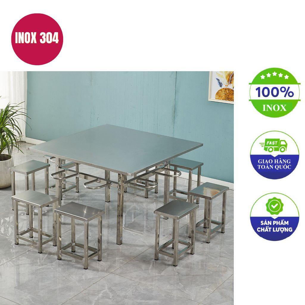 Bộ bàn ăn inox 8 ghế